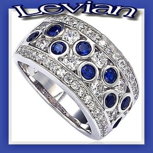 Suzy Levian Sapphire and Diamond in Sterling Silver and 18K Gold Ring